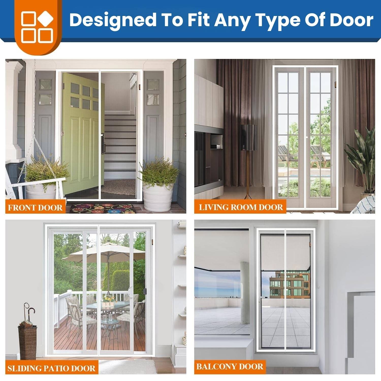 White Magnetic Door Screen - White, 70cm (W) x 210cm (H): image 7